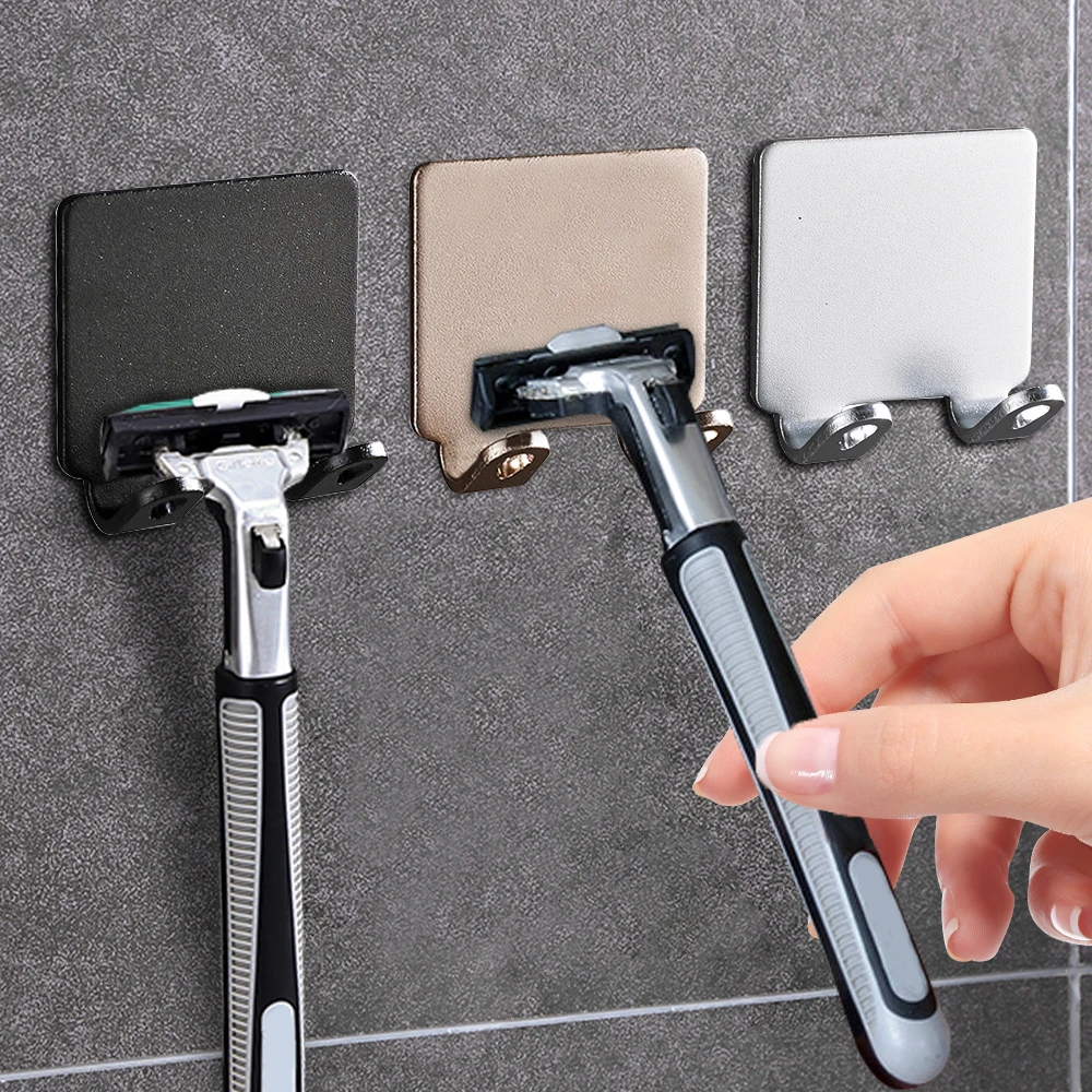 

1Pcs Shaving Razor Holder Shower Stainless Steel Bathroom Wall Razor Rack Men Shaver Shelf Hanger Kitchen Adhesive Storage Hook