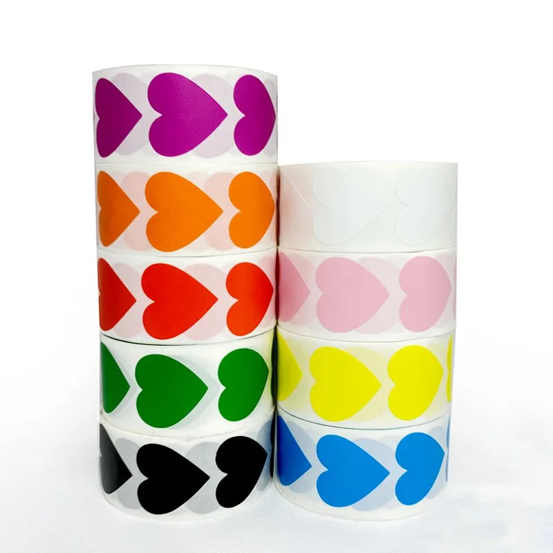 

100-500pcs Heart Shaped Stickers Solid Color Seal Labels for Gift Package wedding decor Small Business Commodity Decoration