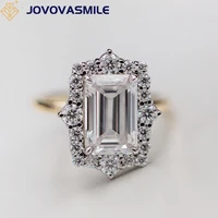 JOVOVASMILE Moissanite 18k Yellow Gold Wedding Ring  4carat 8*10mm Emerald Cut Lab Diamond Rings For Women Jewelry Bague Femme
