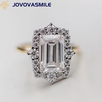 jovovasmile moissanite 18k yellow gold wedding ring 4carat 810mm emerald cut lab diamond rings for women jewelry bague femme