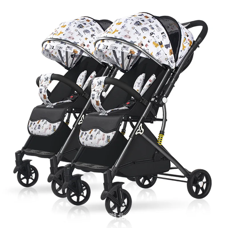 

Twin stroller two-way pull-rod type stroller ultra-light one-handed folding baby pram can be on plane