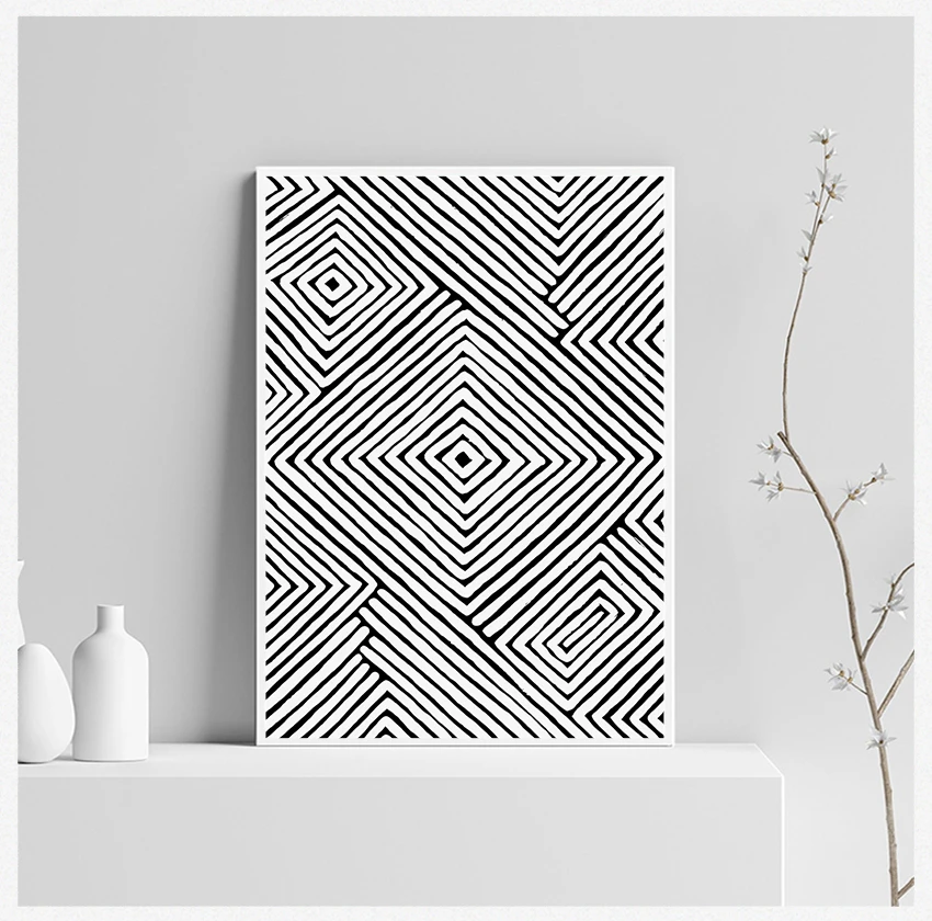

Art Canvas Painting Black and White Wall Picture Living Room Home Decor Abstract Minimalist Art Poster Prints Geometric Wall