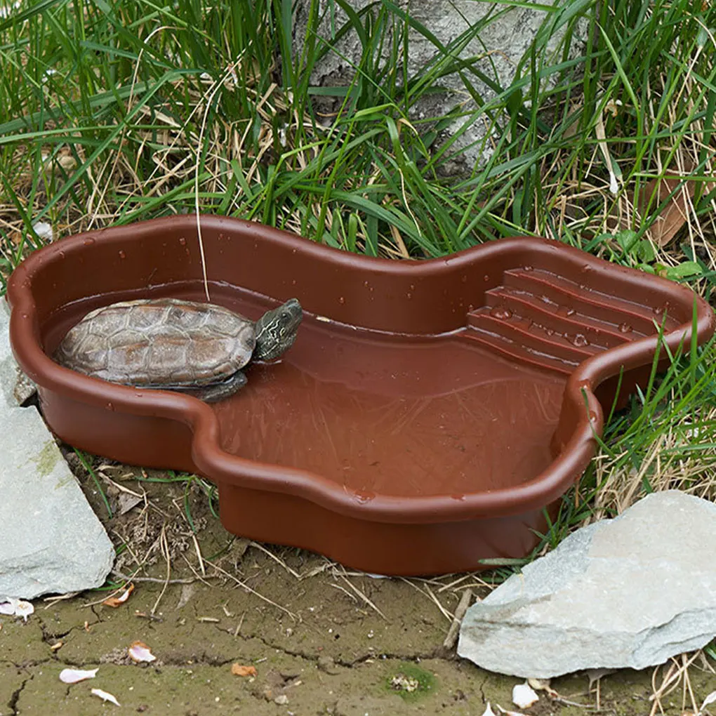 Пластиковый резервуар для полуводной черепахи имитирует речной стиль легкой