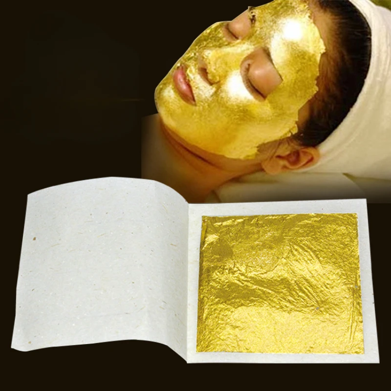

100 листов подлинных 24 к съедобных золотых листьев для украшения пирожных Золотые листья Золотая маска для косметологии листы из чистой золотой фольги