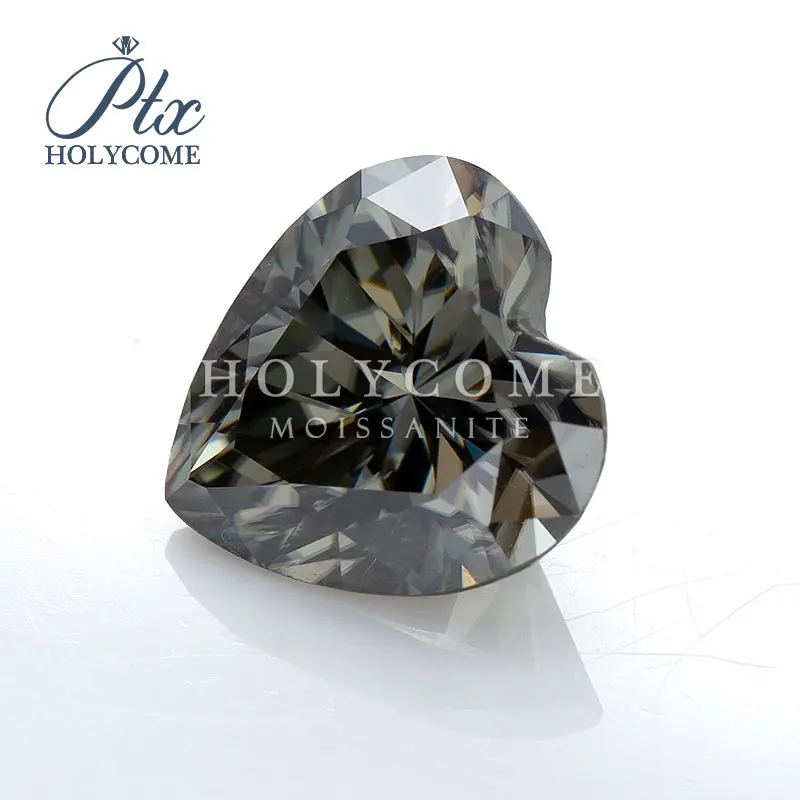 

Holycome Moissanite 3x3-20x20mm Dark Grey VVS1 GRA Heart Cut OEM ODM Gemstones Factory Pass Moissanite Diamond Tester Positive