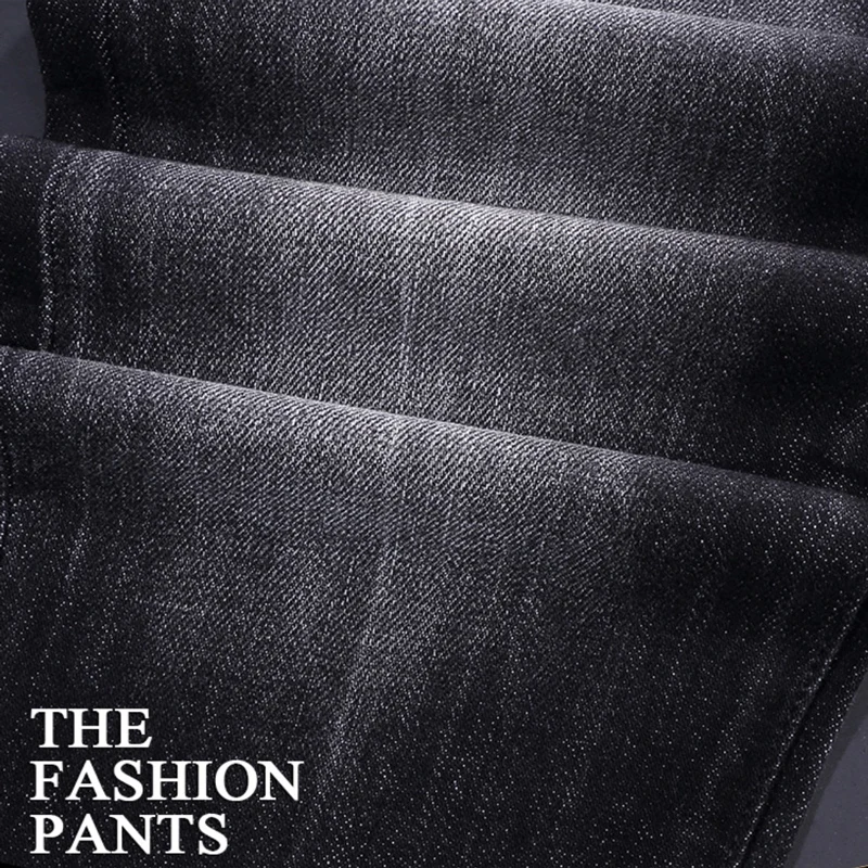 High Street Fashion Men Jeans Retro Black Gray Elastic Slim Fit Ripped Jeans Men Vintage Designer Trousers Brand Pants Hombre