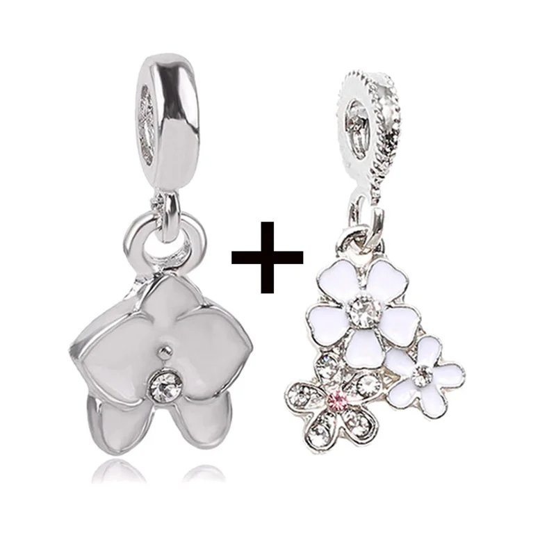 2 шт./лот 45 стилей посеребренные брендовые браслеты с белым цветком вишни