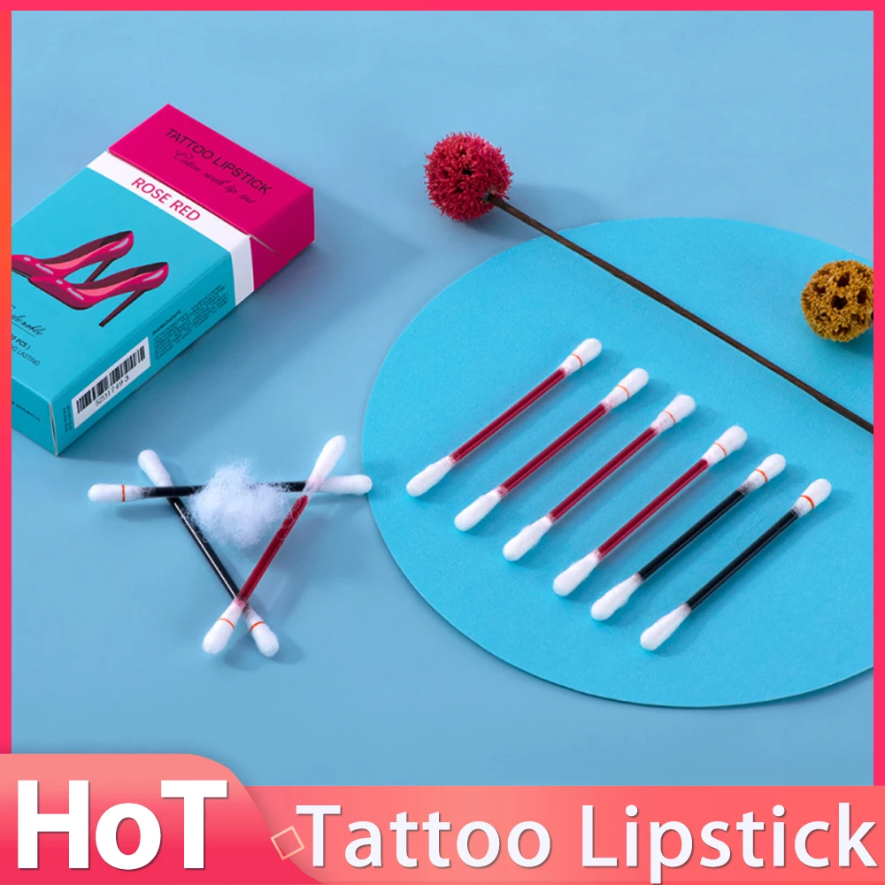 5 Colors 20Pc/Box Cotton Swab Tattoo Lipstick Waterproof And Long Lasting Lip Gloss