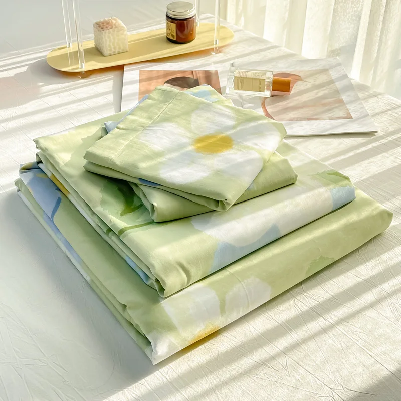 Simple Flower Cotton Quilt Cover 00 Dormitory Single Double 200x230 Three-Piece Set