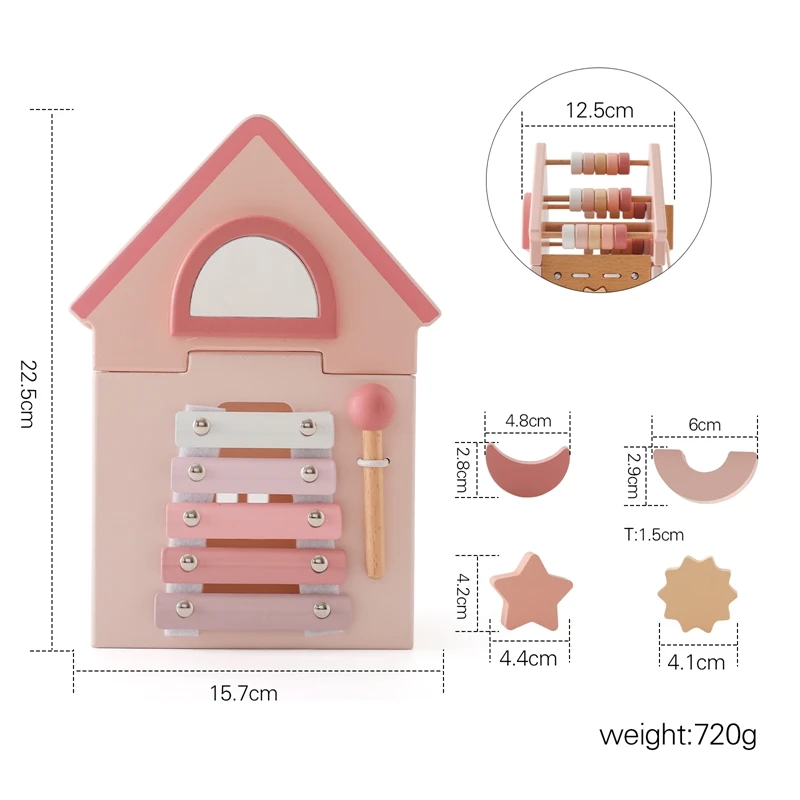 Детская деревянная игрушка Монтессори в форме розового замка детская