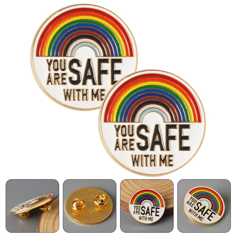 

2pcs You Are Safe with Me Rainbow Brooch Pin Enamel Pride Lapel Pin