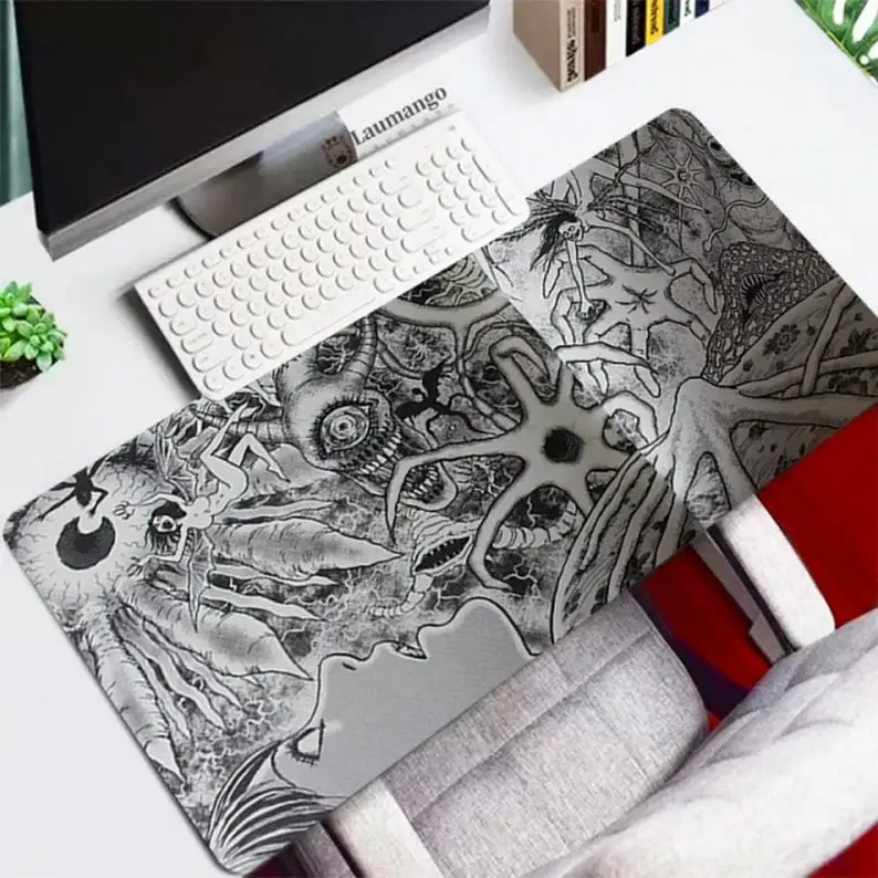 

Funshion Junji ito Mousepad Gaming PC Carpet Computer Mouse Pad Anime Gaming Accessories Keyboard Large 40x90 XXL CS Go Table Mo