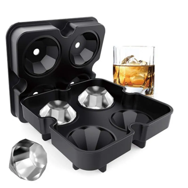 

Food Grade Silicone 4 Even Diamond Ice Tray Silicone Diamond Ice Mould Whiskey Diamond Ice Cube Mould