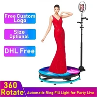 360 photo booth automatic rotate dimmable led selfie ring light free logo photographic lighting for party makeup video live volg