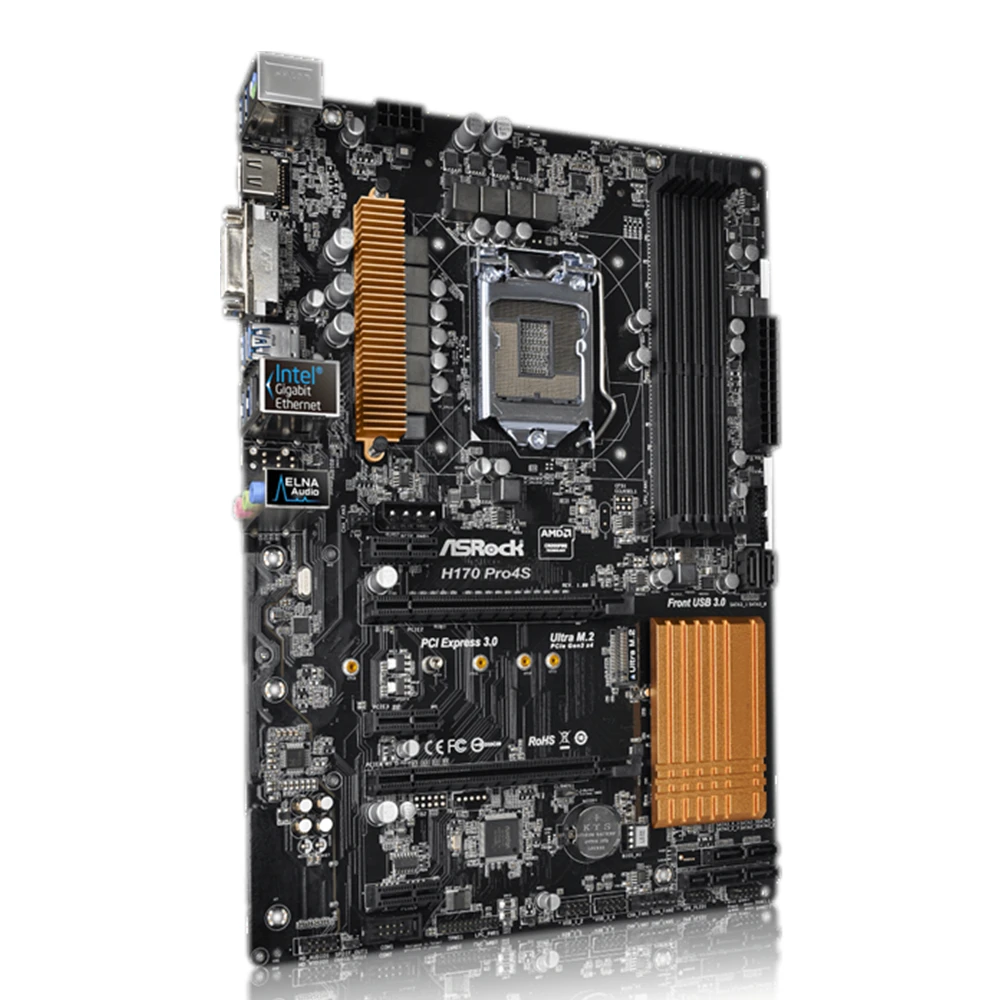 

LGA 1151 Intel H170 Motherboard ASROCK H170 Pro4S Motherboard DDR4 64GB PCI-E 3.0 SATA III USB3.0 For 6th Gen Core i7/i5/i3 cpu