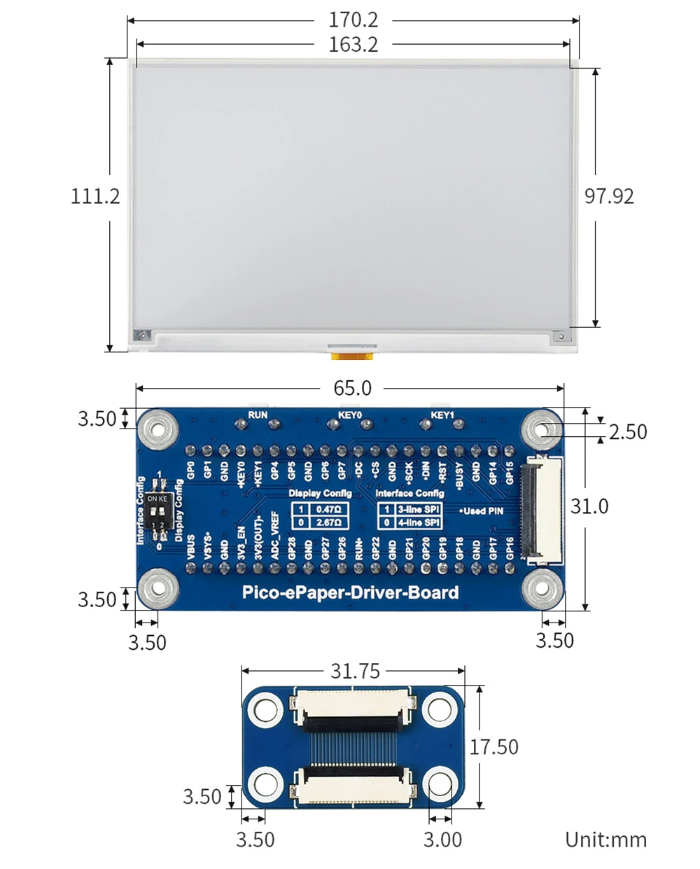 Модуль электронной бумаги Waveshare 7 5 дюйма витрина e-Ink для Raspberry Pi Pico разрешение 800 ×