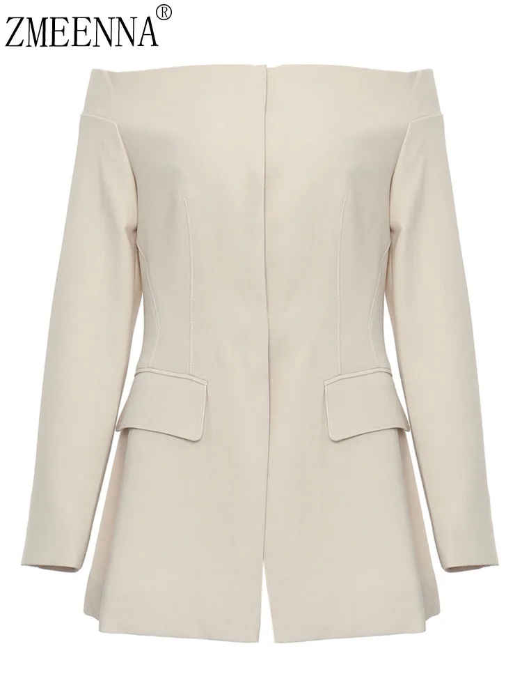 Женский блейзер с воротником-лодочкой на молнии