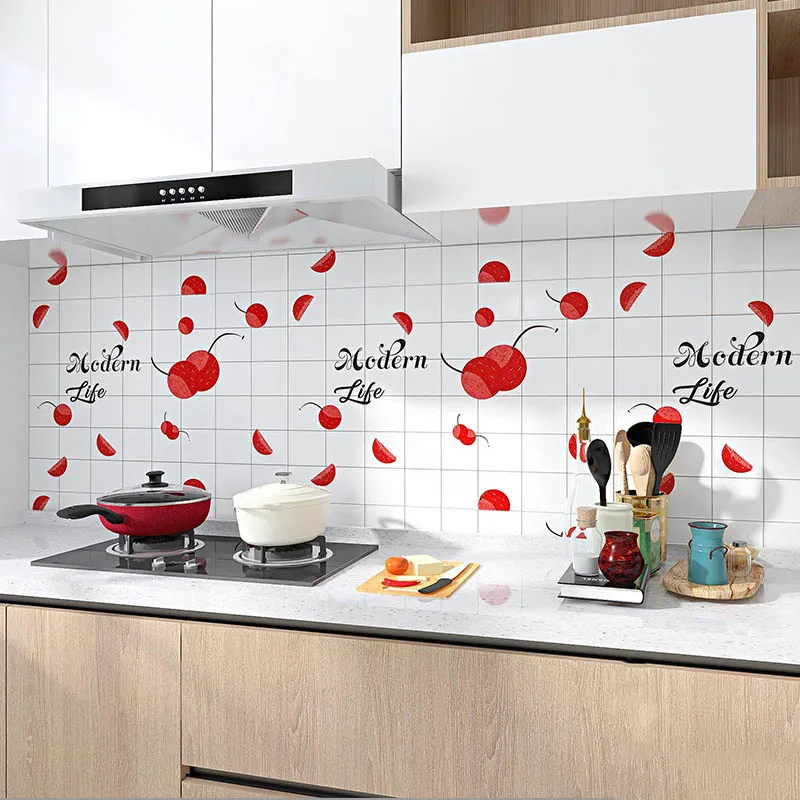 

60cm*1m kitchen decoration wallpaper waterproof tile oil-proof self-adhesive high-temperature stove desktop wall sticker
