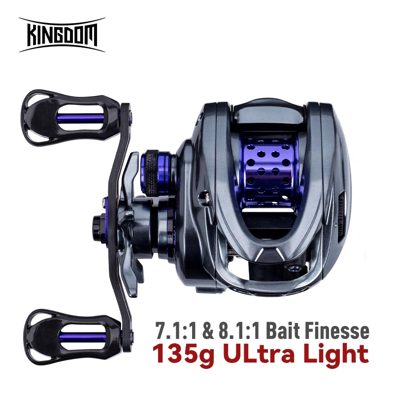 Kingdom 135g Ultra Light Spool Bait Finesse Baitcasting Fishing Reel Micro Monster 7.1:1 8.1:1 4kg Shallow Spool Light Game Coil