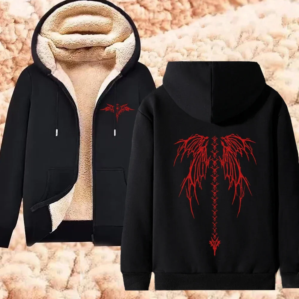 Мужская зимняя теплая куртка на молнии с принтом Ghostemane термотолстовки большого