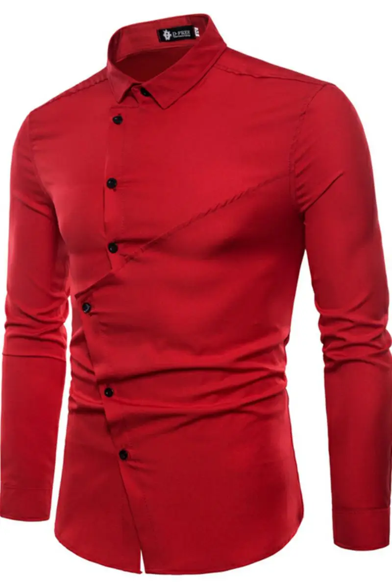 Рубашка мужская с длинным рукавом модная повседневная Асимметричная Милая