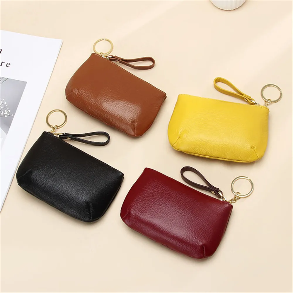 

New 7 Color Leather Coin Purse Mini Change Purses Coin Pocket Wallets Card Holder Zipper Pouch Card Holder Wallet Key Bag
