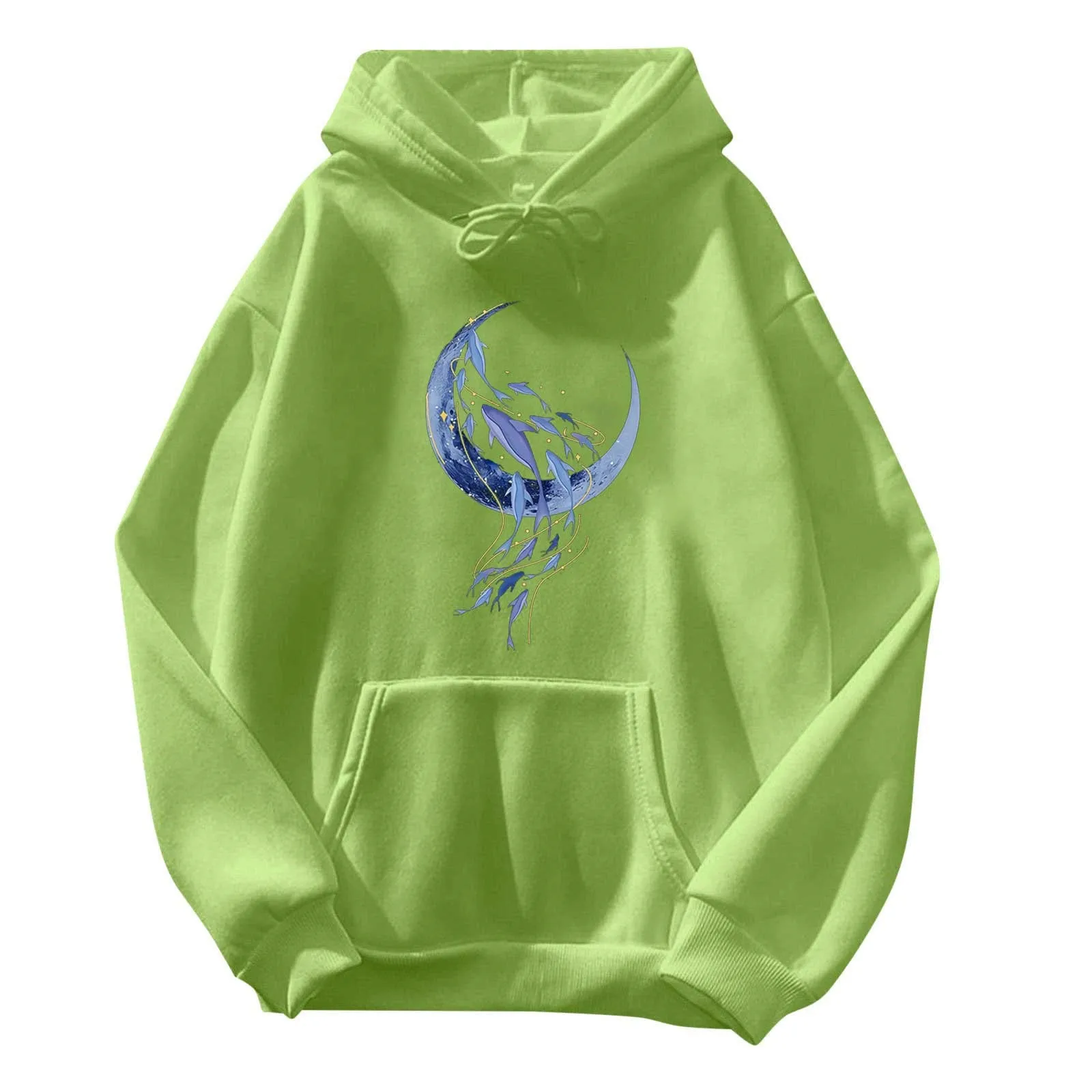 

Women's Long Sleeve Everyday Print Sweatshirt Long Sweatshirt Hooded Drawstring Women Yoga Hoodie Womens Zip up Hoodies