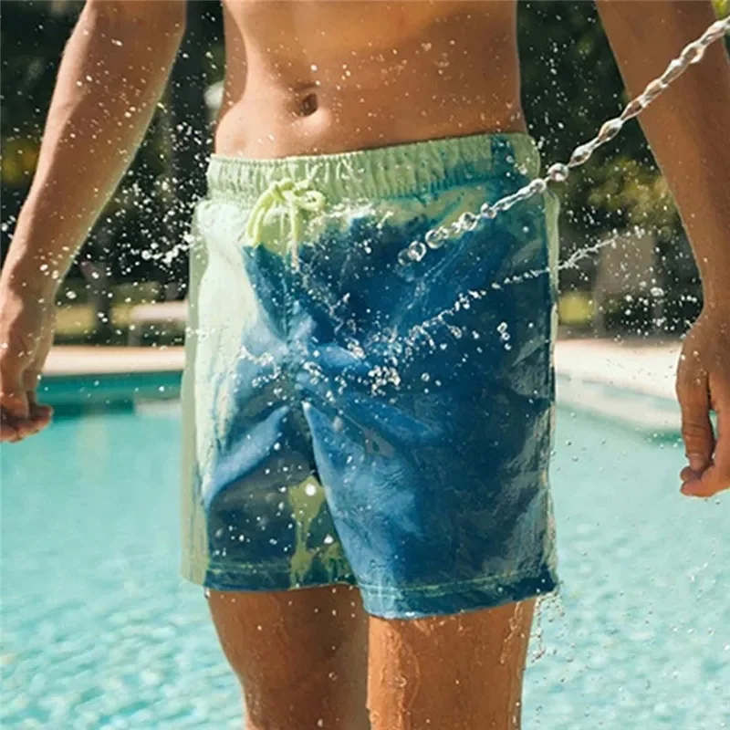 

NEW IN Changing Swim Shorts For Men Boys Bathing Suits Water Hot Discoloration Board Shorts 2022 Quick Dry Beach Swimming Trunks