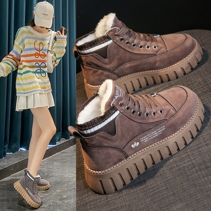 

Martin Boots Women's 2022 Winter New Plus Cotton Thermal Shoes Thick Soled High Top Casual ZY12295