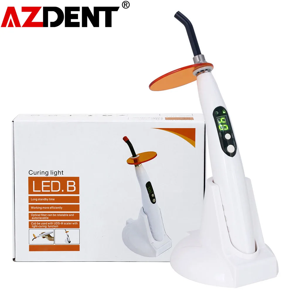 Azdent Dental Wireless Curing Light Dentist Cordless LED.B Lamp Output Intensity 1200-1400mw/cm2