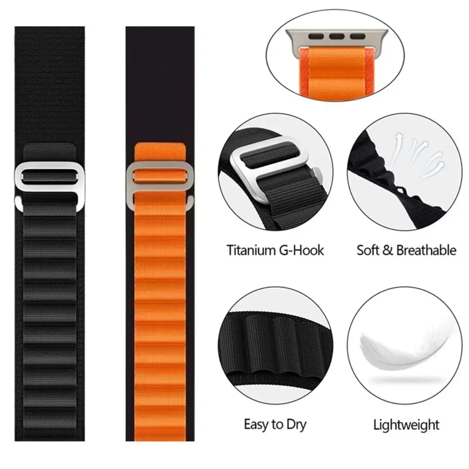 Фото Ремешок alpine для apple watch ultra band 44 мм 45 мм 40 мм 49 мм 41 мм 38 мм 42 мм, нейлоновый браслет для iwatch series 8 7 6 se 5 3 №5
