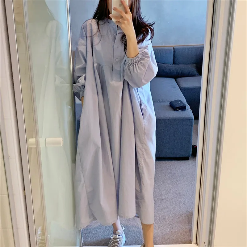 

2023 Spring Autumn New Korean Fashion Loose Blouse Woman Dress Vestidos Plus Size Long Sleeve Casual Shirt Dresses For Women