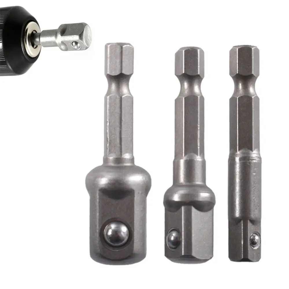 

Shank Chrome Vanadium Steel 1/4" 3/8" 1/2" Power Drill Socket Adapter Hex Bit Set Extension Rod Extension Drill Bit Bar