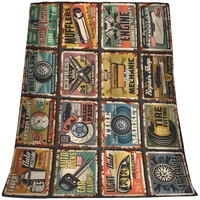 Car Repair Rusty Metal Plate Old Machinery Garage Station Grange Poster Transport Advertising Sign Flannel Blanket By Ho Me Lili