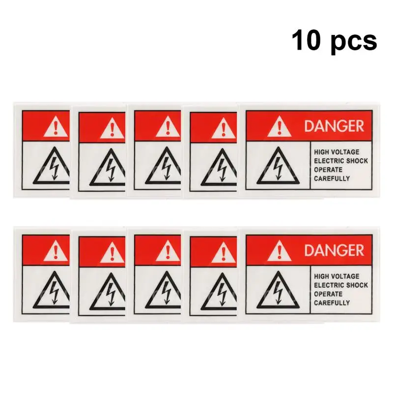

10Pcs DANGER Warning Stickers Adhesive Backside Sign Safe Sticker Clear Large Font Text Decal