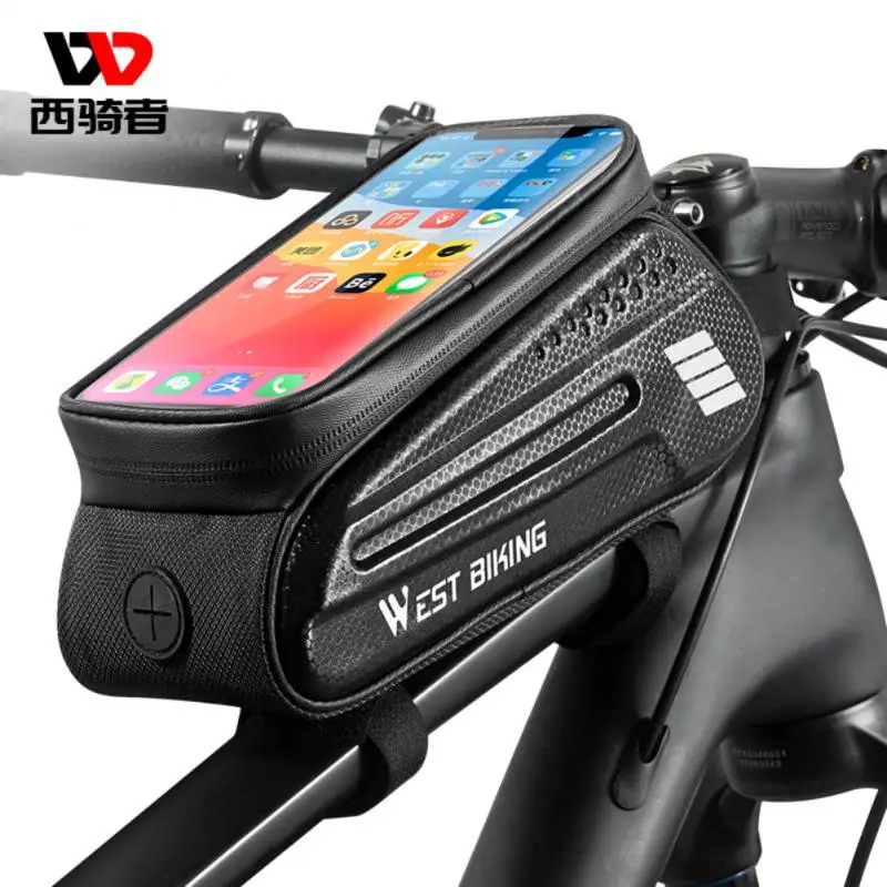 

WEST BIKING Bike Bag 1.5L Frame Front Tube Cycling Bag Bicycle Waterproof Phone Case Holder 7 Inches Touchscreen Bag Accessories