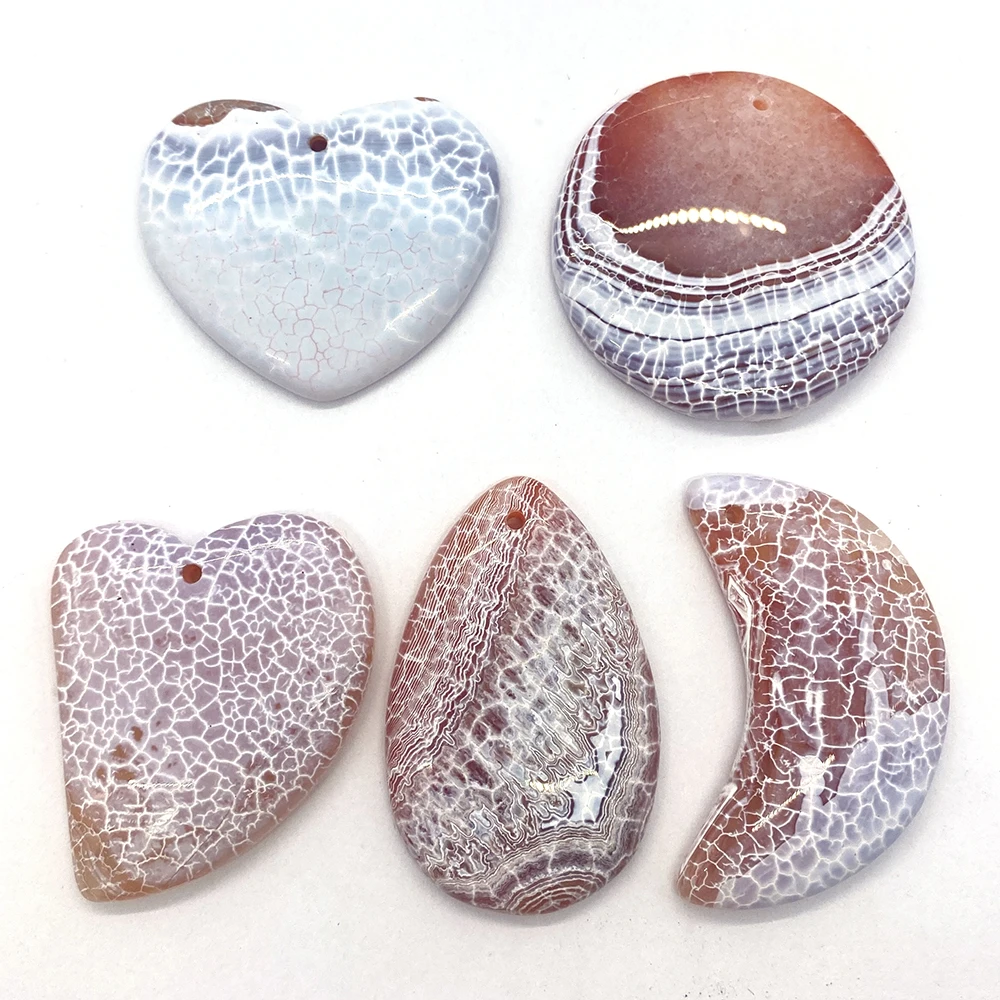 

5pcs Natural Crystal Agate Pendant Lucky Stone Retro Necklace Pendant Ladies Men’s Jewelry Making DIY Necklace Accessories