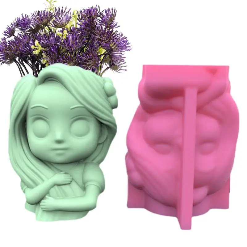 

Planter Mould Girl Face Flower Pot Gardening Decoration Planter Mould Handmade Concrete Flower Vase Resin Cement Planting Mould