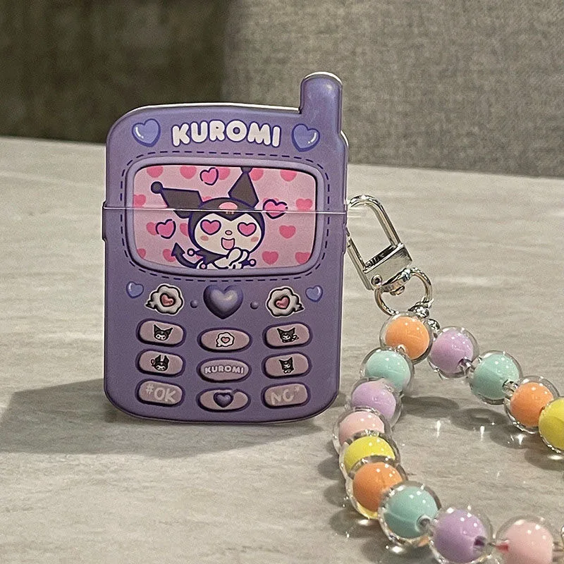 

Vintage Cell Phone Shape Kuromi Bracelet Case for Apple AirPods 1 2 3 Pro Cases Cover For IPhone Bluetooth Earbuds Earphone Case