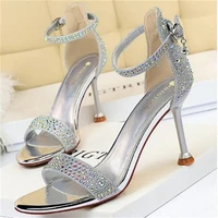bigtree shoes rhinestone high heels hasp woman pumps sliver gold wedding shoes stiletto sexy women heels open toe women sandals