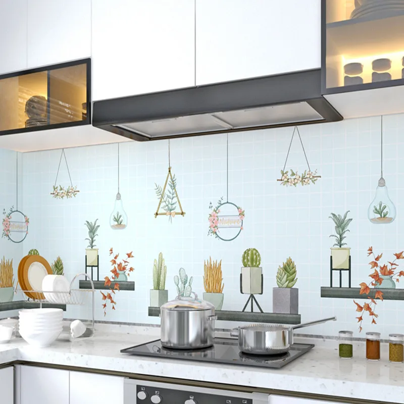

kitchen oil proof sticker waterproof sticker thickened high temperature resistant ceramic tile cabinet wallpaper self-adhesive