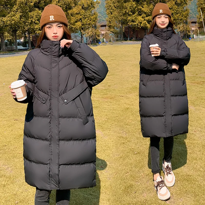 Thickened Down Jacket Women Winter Stand Collar Coat Jackets 2022 Plus Long Loose Fat Girl Cold-resistant Purple Warm Overcoat