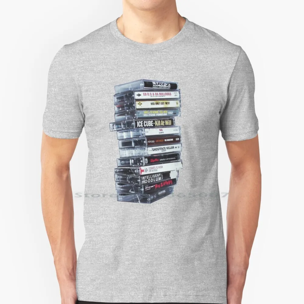 

Hip Hop Tapes T Shirt 100% Cotton 90s Cassettes Hip Hop Wu Krs Redman Nas Ghostface Finesse 2pac De La Soul Ice Cube Group Home
