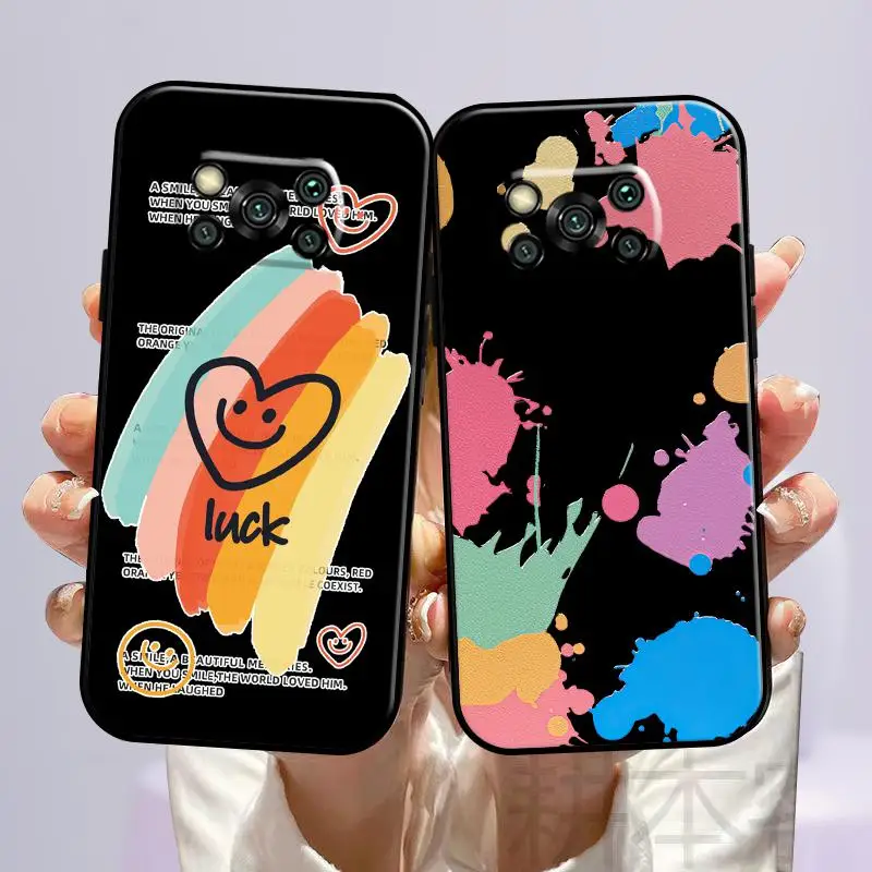 

Watercolor Art Phone Case For POCO X3 GT M3 X3 GT Pro NFC F3 4an4 Mirror PU Pixel Capa Etui Funda PVC Smart Fashion Vintage