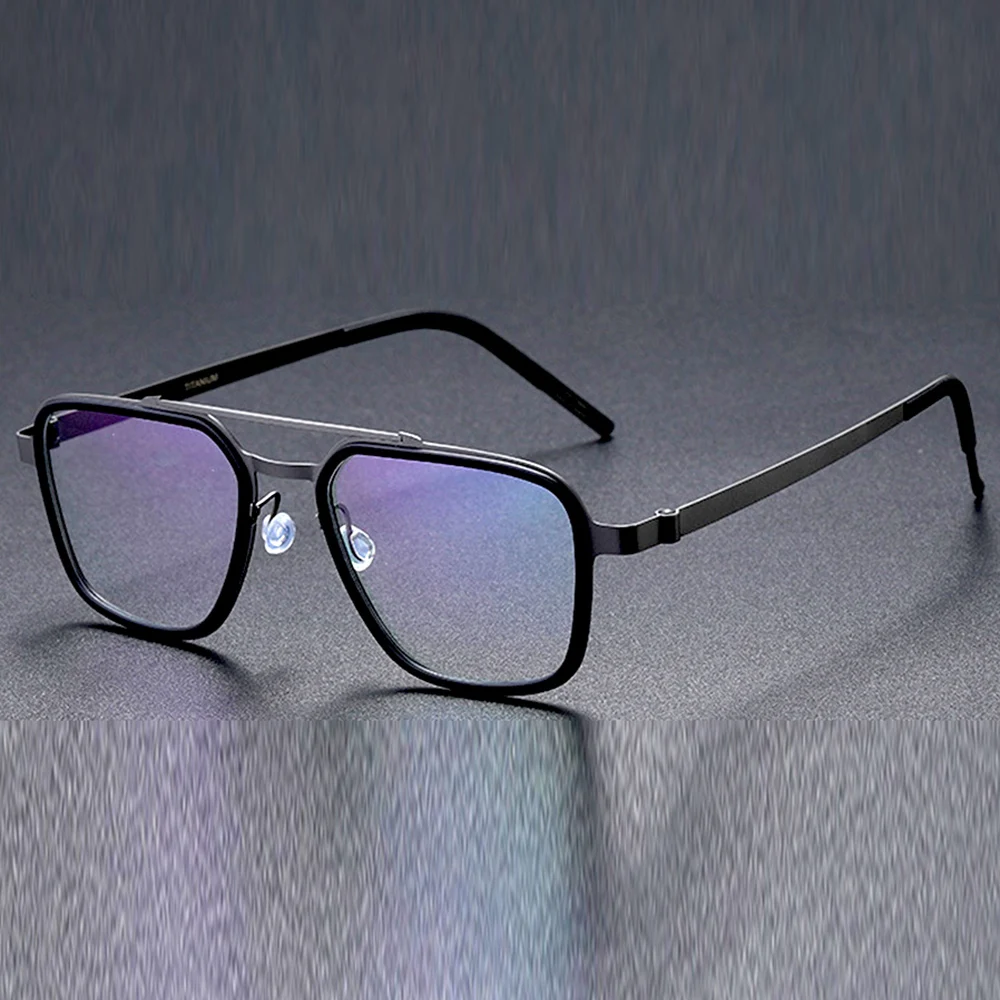 

Titanium Handcrafted Light Weight Double Bridge Optical Frame Custom Photochromic Myopia Reading Glasses Prescription Lens