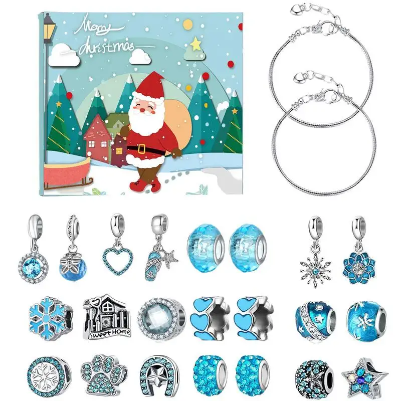 

Christmas Advent Calendar Charm Bracelet 24 Days Countdown DIY Bracelet Kit Girls Art And Crafts DIY Jewelry Making Kit With 22