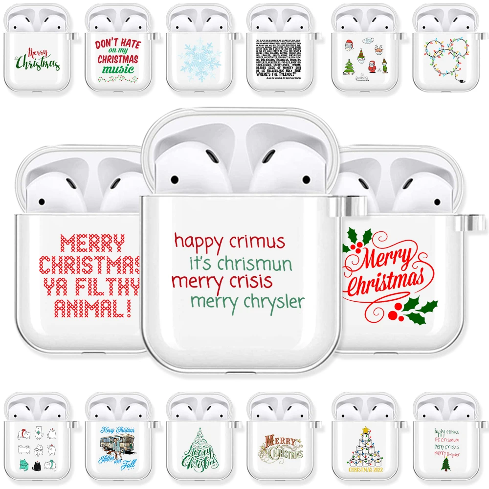 

Happy Merry Christmas Crimus Quotes Soft TPU Case for Apple Airpods Pro 2 1 3 Wireless Bluetooth Earphone Cover Airpod Cases