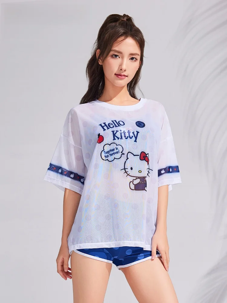 Zoke Zhouke купальник женский разделенный костюм-тройка накидка Hello Kit для девочек