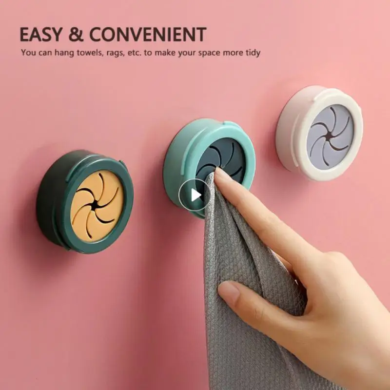 

Towel Hook Towel Plug Wall Hanging Storage Rack Bathroom Toilet Kitchen Rag Rack Round Creative Punch-free Towel Clip Bathroom