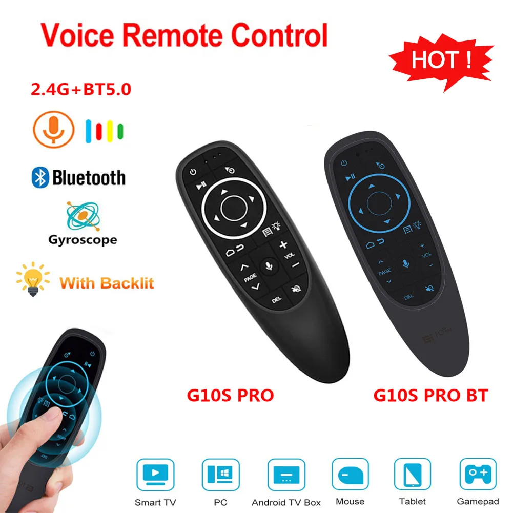 

G10S PRO/G10S PRO BT Air Mouse Voice Remote Control BT5.0 2.4G Wireless Gyroscope IR Learning For Android TV Box HK1 H96 Max X96